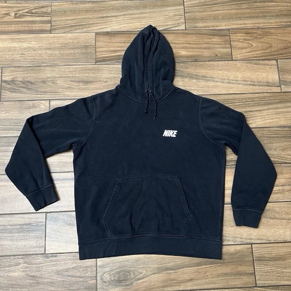 Nike Mens XL Black Pullover Hoodie Embroidered Swoosh Sweatshirt